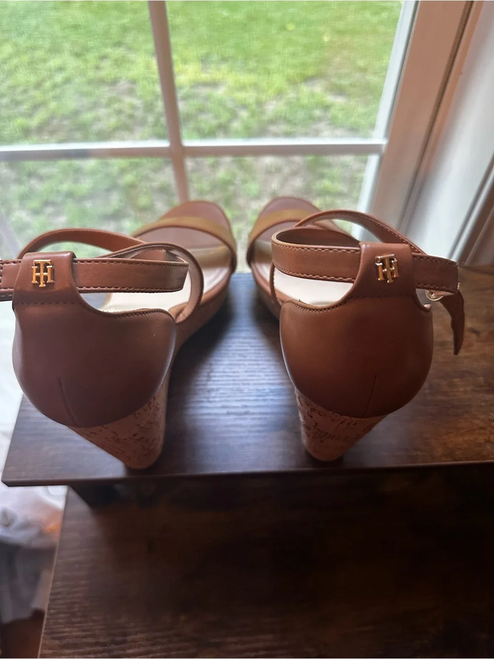 Tommy Hilfiger Leather Wedge Sandals with Ankle Strap